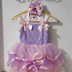 Weissman Girls Dance Costume with bow and matching bear